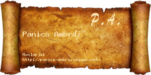 Panics Ambró névjegykártya